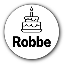 5 ronde naamstickers - naam + taart