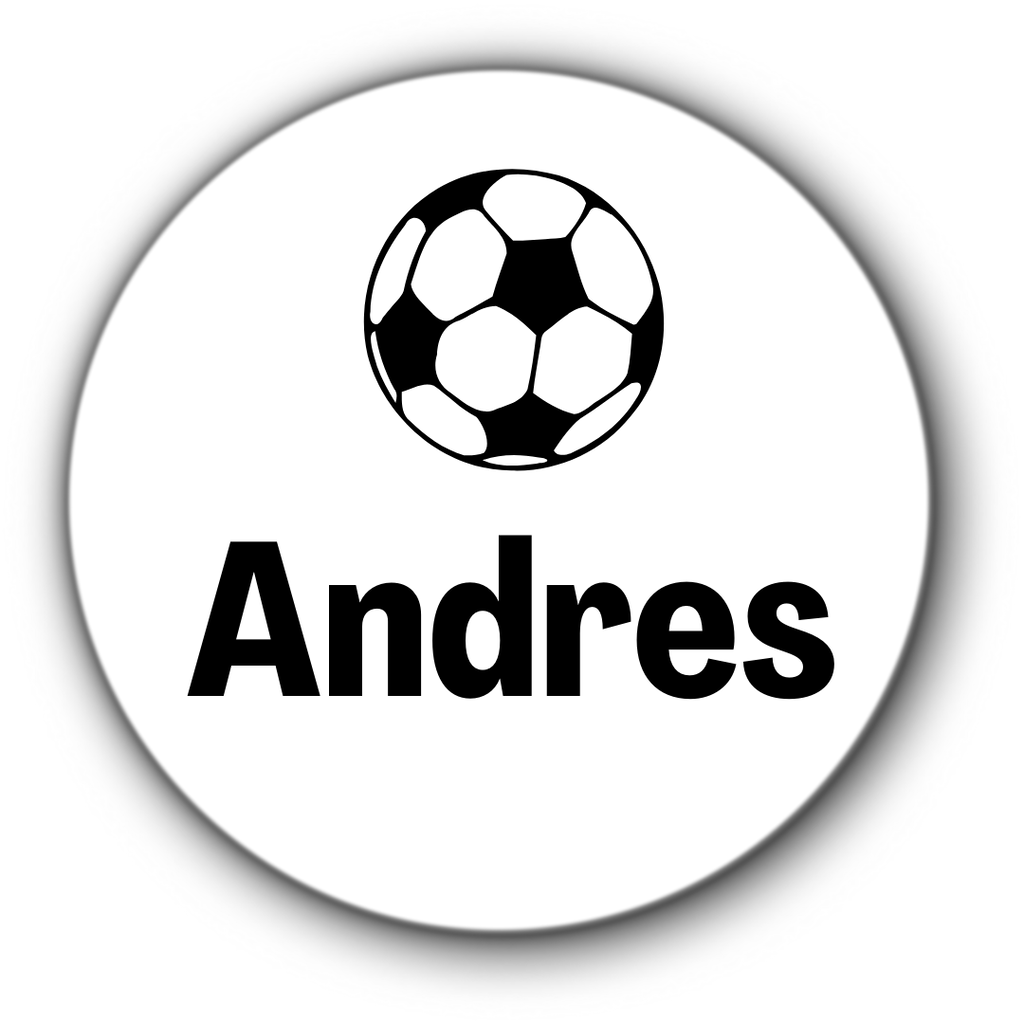 5 ronde naamstickers - naam + voetbal