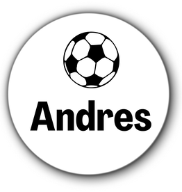 5 ronde naamstickers - naam + voetbal