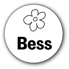 5 ronde naamstickers - naam + bloem