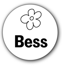 5 ronde naamstickers - naam + bloem