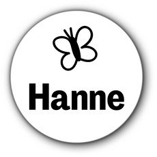 5 ronde naamstickers - naam + vlinder
