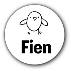 5 ronde naamstickers - naam + vogel