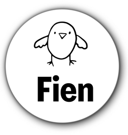5 ronde naamstickers - naam + vogel