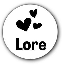 5 ronde naamstickers - naam + hartjes
