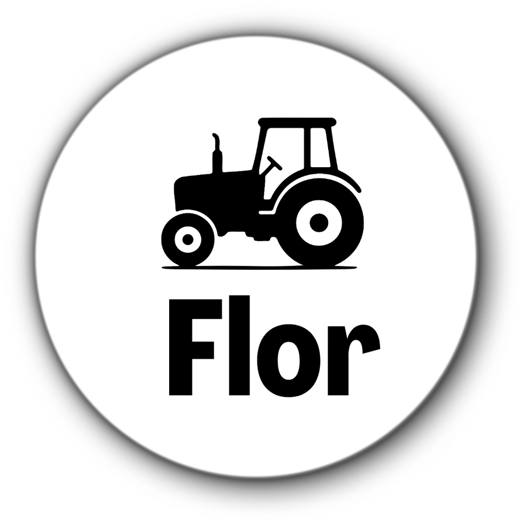 5 ronde naamstickers - naam + tractor