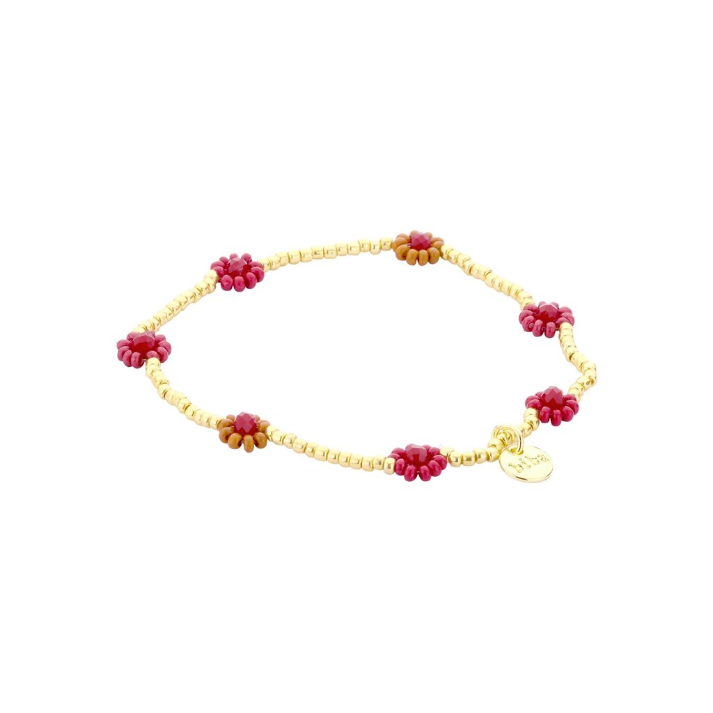 Biba Biba: armbandje elastiek - bloemetjes + pareltjes 55564MIX01
