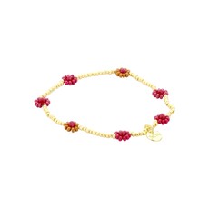 Biba Biba: armbandje elastiek - bloemetjes + pareltjes 55564MIX01