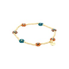 Biba Biba: armbandje elastiek - bloemetjes + pareltjes 55564MIX04