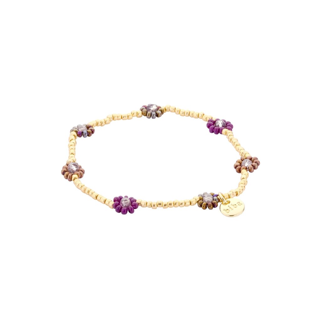 Biba Biba: armbandje elastiek - bloemetjes + pareltjes 55564MIX05