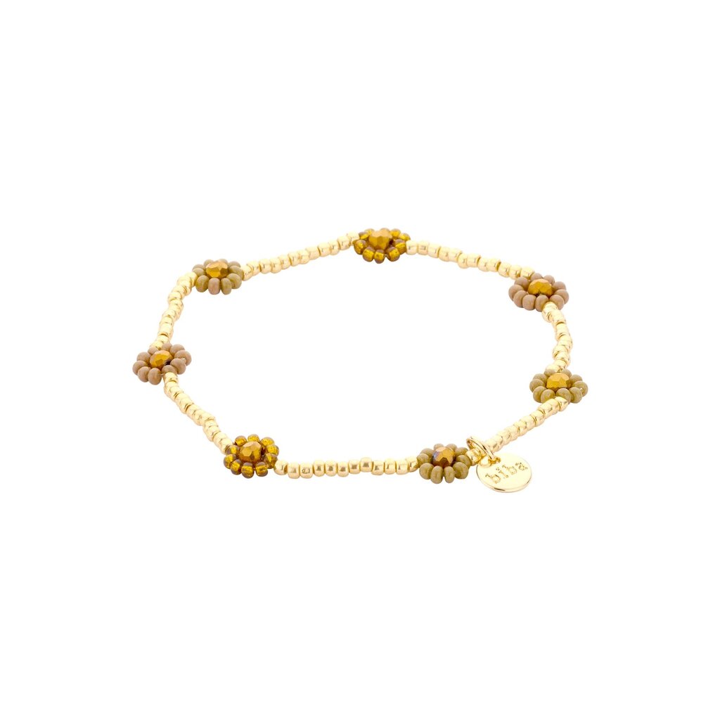 Biba Biba: armbandje elastiek - bloemetjes + pareltjes 55564MIX07