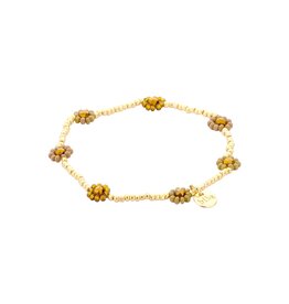 Biba Biba: armbandje elastiek - bloemetjes + pareltjes 55564MIX07