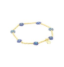 Biba Biba: armbandje elastiek - bloemetjes + pareltjes 55564MIX08