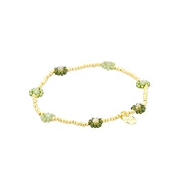 Biba Biba: armbandje elastiek - bloemetjes + pareltjes 55564MIX14