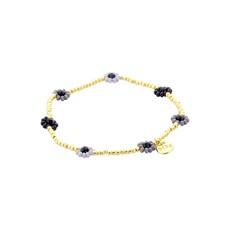 Biba Biba: armbandje elastiek - bloemetjes + pareltjes 55564MIX12