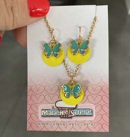 le marché sucré Le marché sucré (c): oorbellen en ketting  - fluo geel en blauw