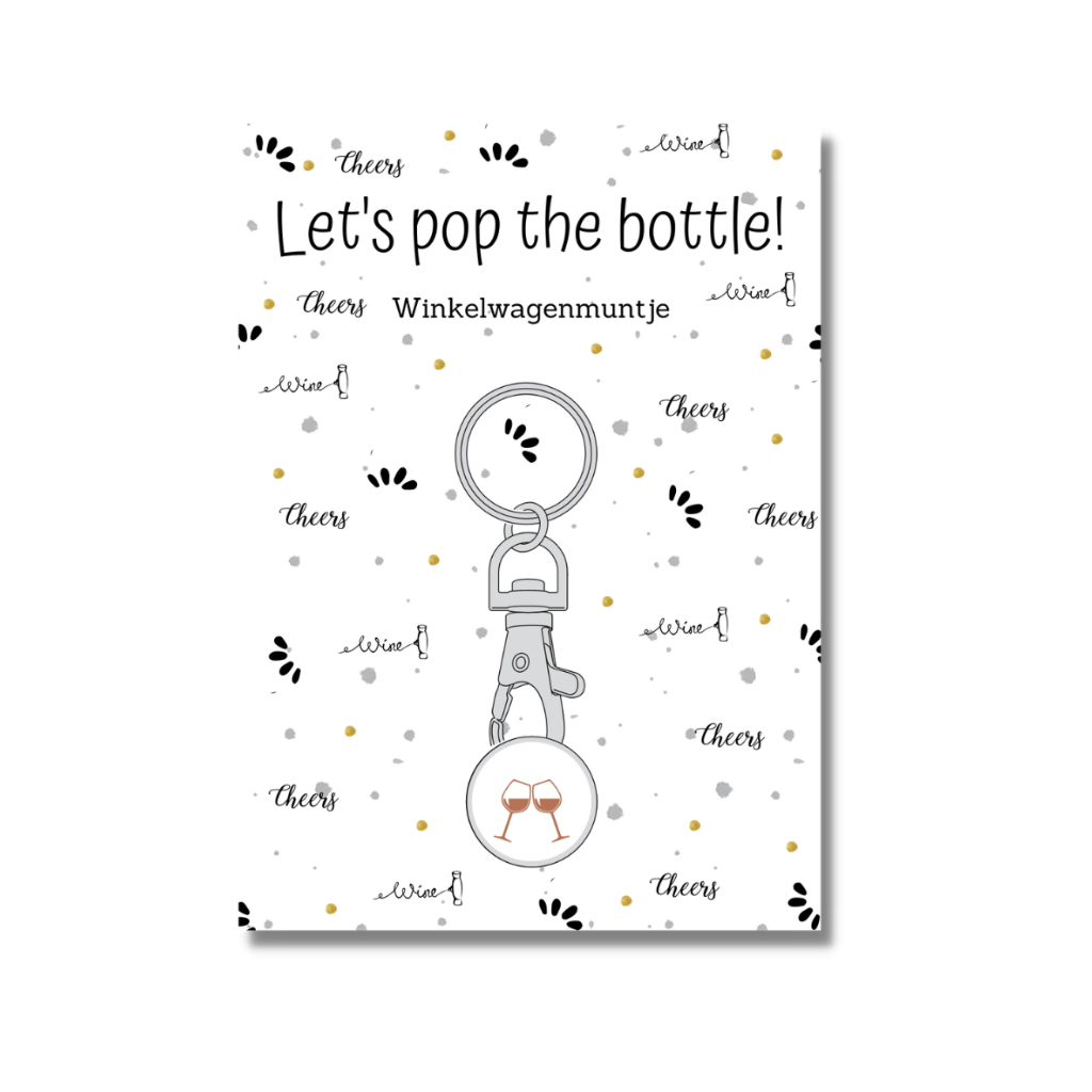 The Big Gifts B.V. The big gifts: Winkelwagenmunt/sleutelhanger - let's pop the bottle