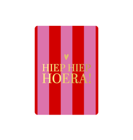Kassaplan KP: kaartje a6 - Hiep hiep hoera roze en rode strepen