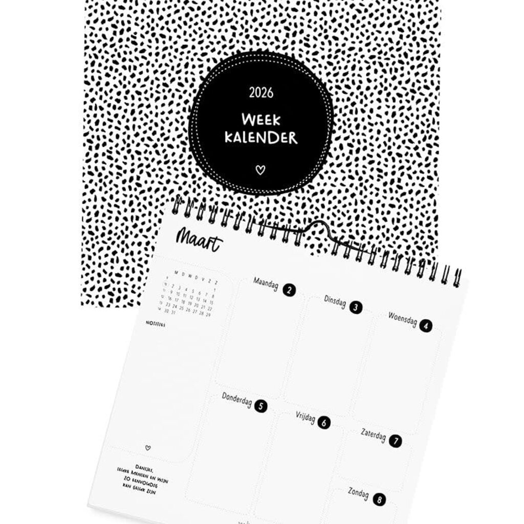 Zoedt Zoedt:  Weekkalender 2026 – stijlvolle en overzichtelijke weekplanner voor thuis
