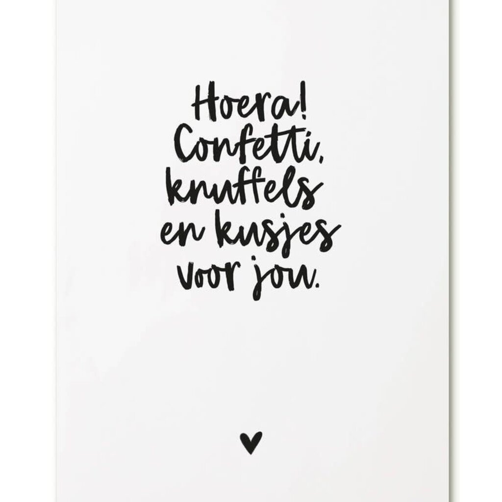 Zoedt Zoedt: kaart a6 - Hoera! confetti, knuffels en kusjes voor jou (1)