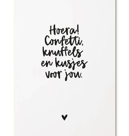 Zoedt Zoedt: kaart a6 - Hoera! confetti, knuffels en kusjes voor jou (1)