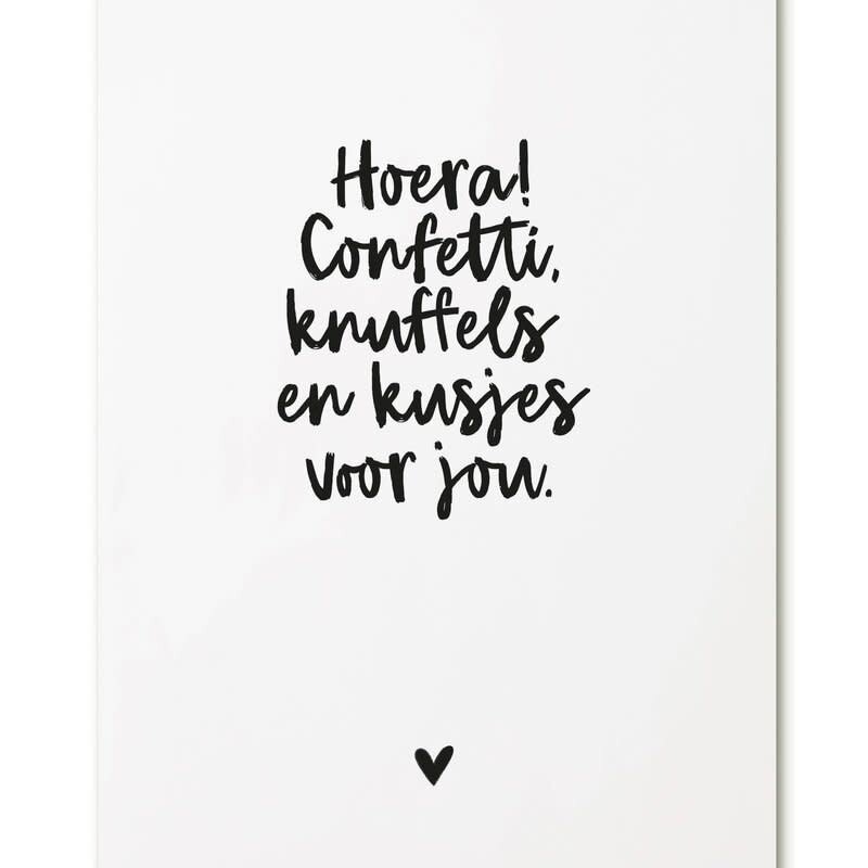 Zoedt Zoedt: kaart a6 - Hoera! confetti, knuffels en kusjes voor jou (1)