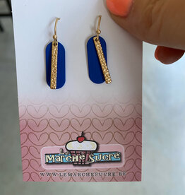 le marché sucré Le marché sucré: oorbellen - goud en kobalt