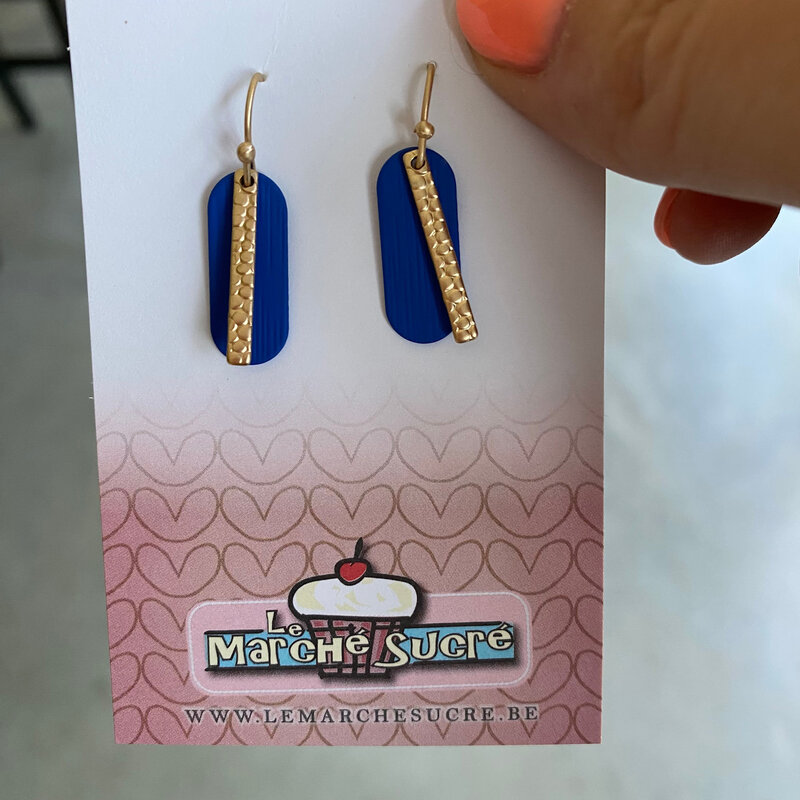 le marché sucré Le marché sucré: oorbellen - goud en kobalt