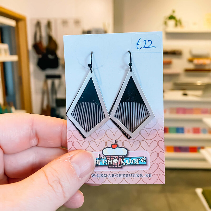 le marché sucré Le marché sucré: oorbellen  - zwart en zilver