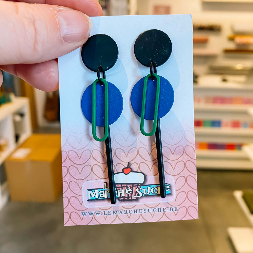 le marché sucré Le marché sucré: oorbellen  - zwart, blauw en groen