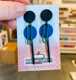 le marché sucré Le marché sucré: oorbellen  - zwart, blauw en groen