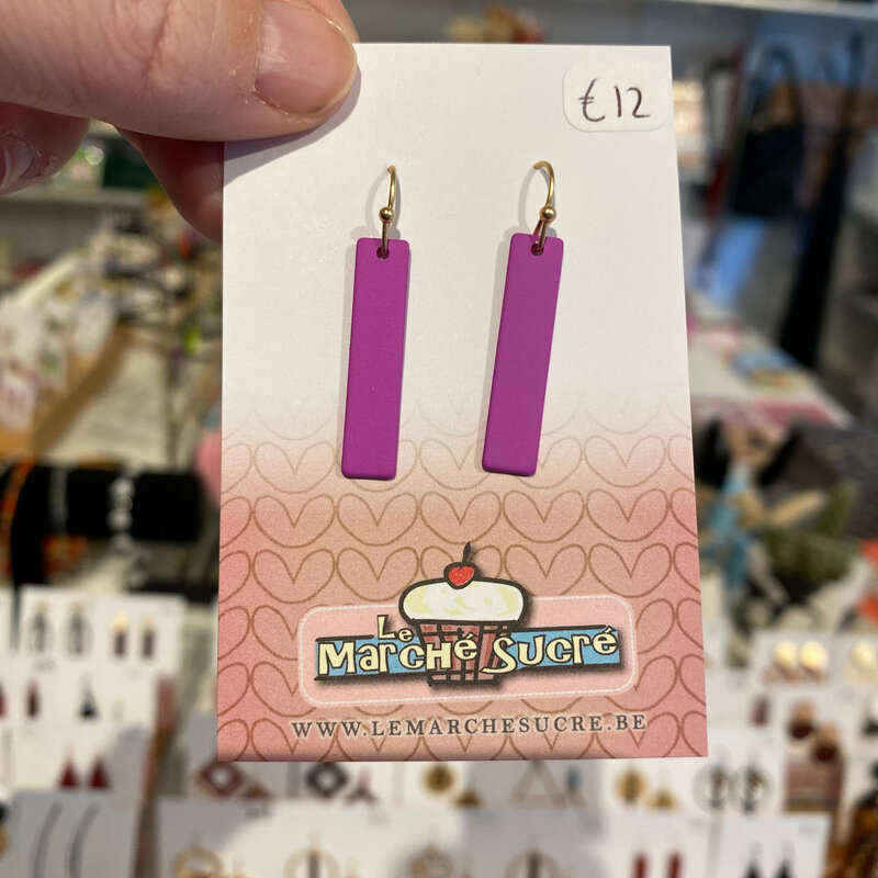 le marché sucré Le marché sucré: oorbellen hangers - goud + felpaars