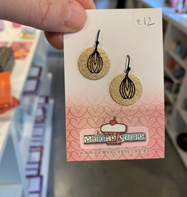 le marché sucré Le marché sucré: oorbellen hangers - goud + zwart