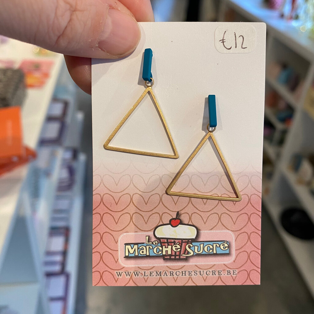 le marché sucré Le marché sucré: oorbellen stekers - goud + blauw