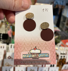 le marché sucré Le marché sucré: oorbellen stekers - goud  en aubergine