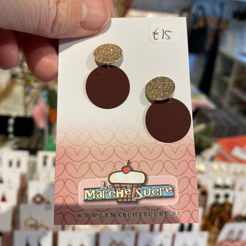 le marché sucré Le marché sucré: oorbellen stekers - goud  en aubergine