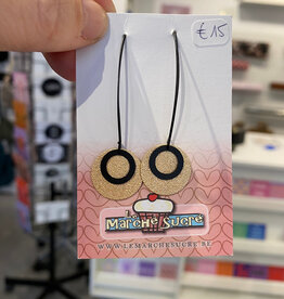 le marché sucré Le marché sucré: oorbellen hangers - goud + zwart