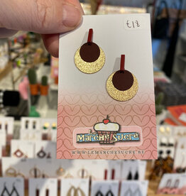 le marché sucré Le marché sucré:  oorbellen stekers - goud + aubergine + bordeaux