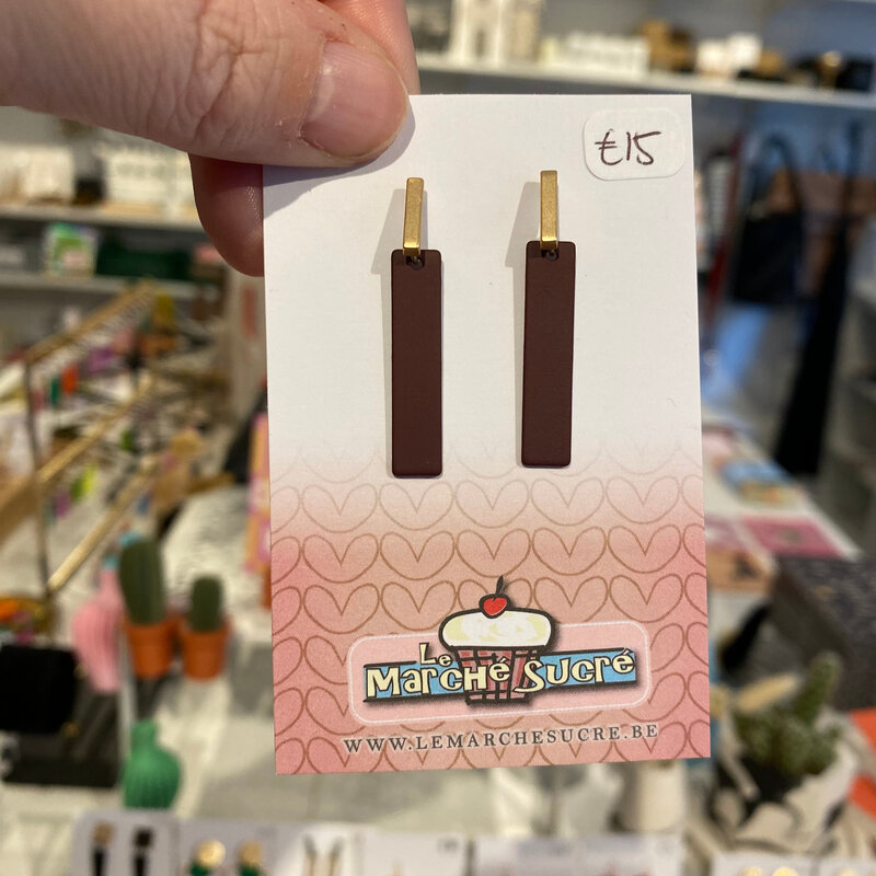 le marché sucré Le marché sucré: oorbellen stekers -  goud + aubergine