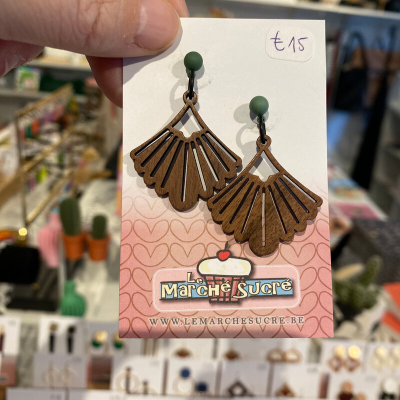 le marché sucré Le marché sucré: oorbellen stekers -  hout + zeegroen