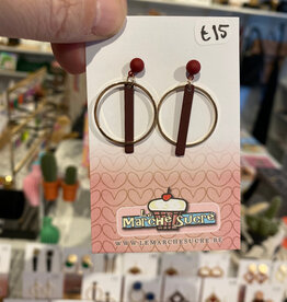 le marché sucré Le marché sucré: oorbellen stekers - goud + aubergine