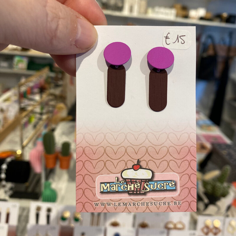 le marché sucré Le marché sucré: oorbellen stekers - felpaars + aubergine