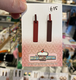 le marché sucré Le marché sucré: oorbellen stekers assymetrisch - bordeaux + aubergine