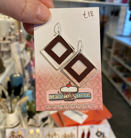 le marché sucré Le marché sucré:  oorbellen hangers - zilver + aubergine