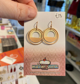 le marché sucré Le marché sucré:  oorbellen hangers - rosé goud + ecru