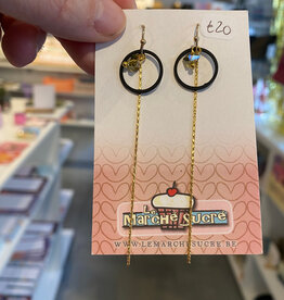le marché sucré Le marché sucré: oorbellen  hangers - zwart + goud