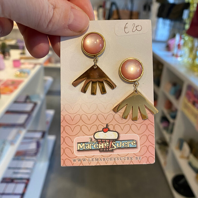 le marché sucré Le marché sucré: oorbellen  hangers - roze + goud