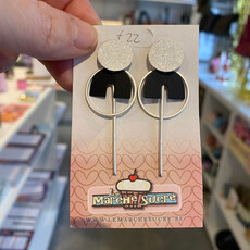 le marché sucré Le marché sucré: oorbellen stekers - zilver + zwart