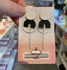 le marché sucré Le marché sucré: oorbellen stekers - zilver + zwart