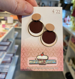 le marché sucré Le marché sucré: oorbellen stekers - taupe + aubergine + goud